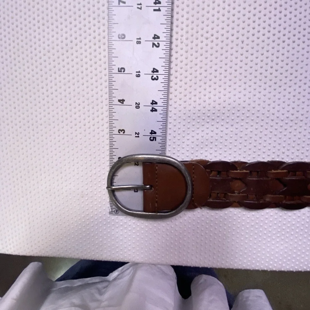 Hollister Wide Braided Woven Wide Brown Genuine Leather Belt Size M/L